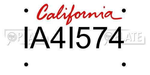 IA4I574 California License Plate
