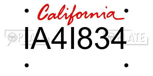 IA4I834 California License Plate