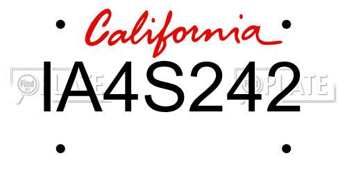 IA4S242 California License Plate