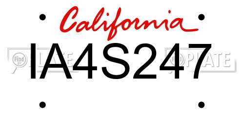 IA4S247 California License Plate