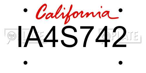 IA4S742 California License Plate