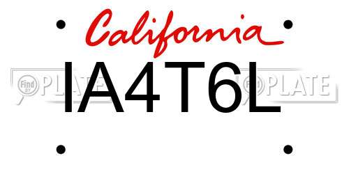 IA4T6L California License Plate