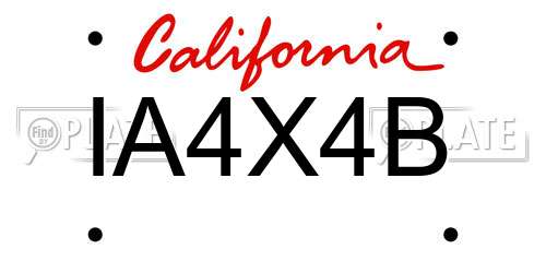IA4X4B California License Plate