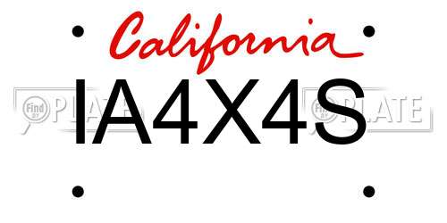 IA4X4S California License Plate