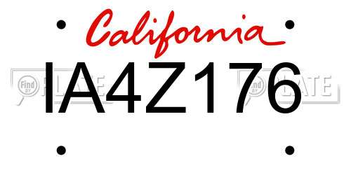 IA4Z176 California License Plate