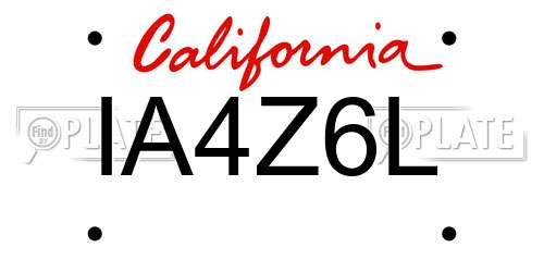 IA4Z6L California License Plate