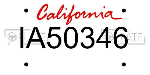 IA50346 California License Plate