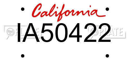 IA50422 California License Plate