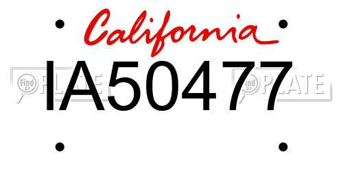 IA50477 California License Plate