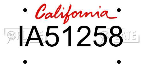 IA51258 California License Plate