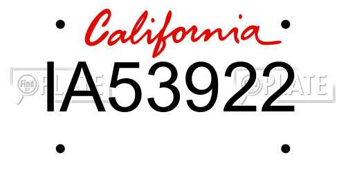 IA53922 California License Plate