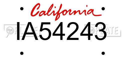 IA54243 California License Plate