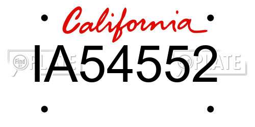 IA54552 California License Plate