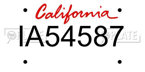 IA54587 California License Plate