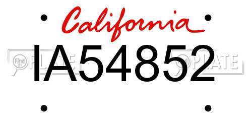 IA54852 California License Plate