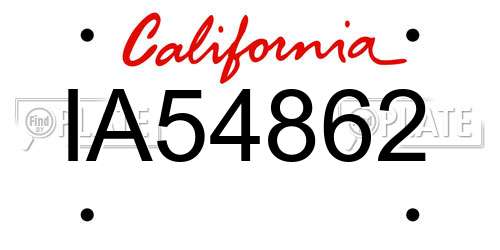 IA54862 California License Plate