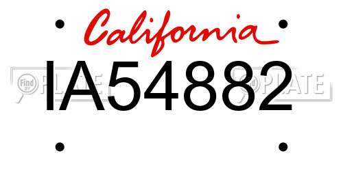 IA54882 California License Plate