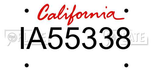 IA55338 California License Plate