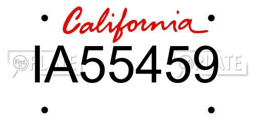 IA55459 California License Plate
