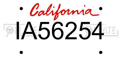 IA56254 California License Plate