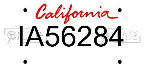 IA56284 California License Plate