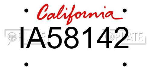 IA58142 California License Plate