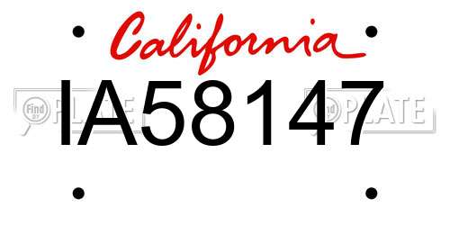 IA58147 California License Plate