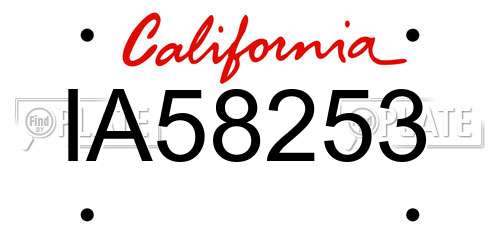 IA58253 California License Plate
