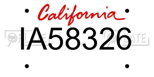 IA58326 California License Plate
