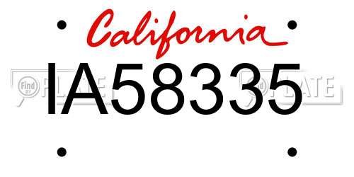 IA58335 California License Plate