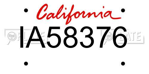 IA58376 California License Plate
