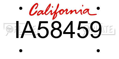 IA58459 California License Plate