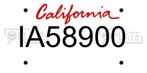 IA58900 California License Plate