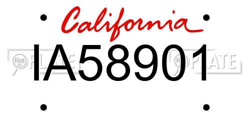 IA58901 California License Plate