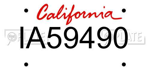 IA59490 California License Plate