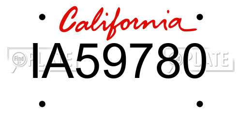 IA59780 California License Plate