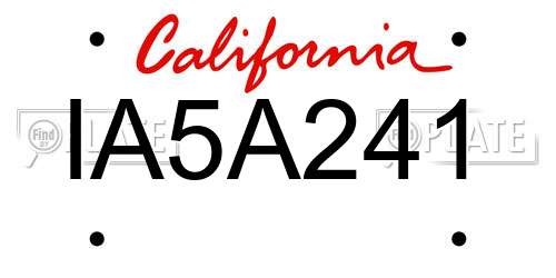 IA5A241 California License Plate