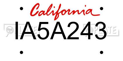 IA5A243 California License Plate