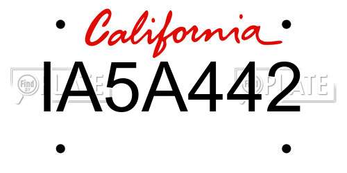 IA5A442 California License Plate