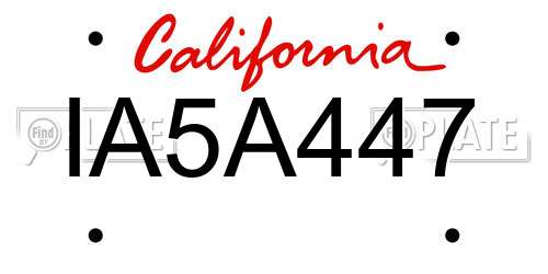IA5A447 California License Plate