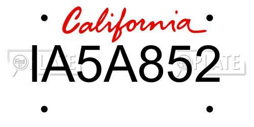 IA5A852 California License Plate