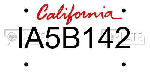 IA5B142 California License Plate