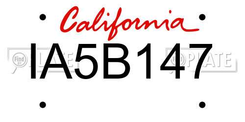 IA5B147 California License Plate