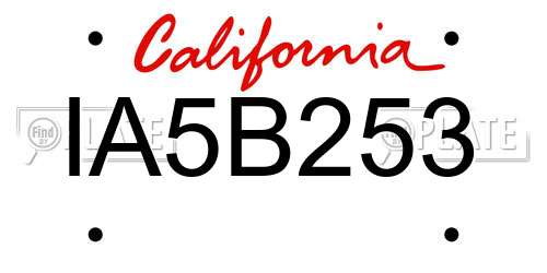 IA5B253 California License Plate