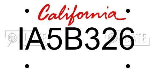 IA5B326 California License Plate