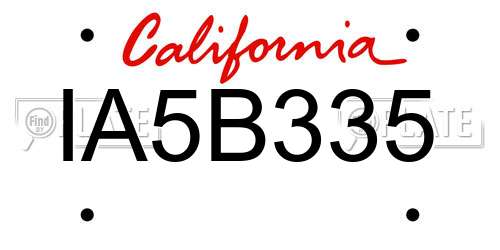 IA5B335 California License Plate