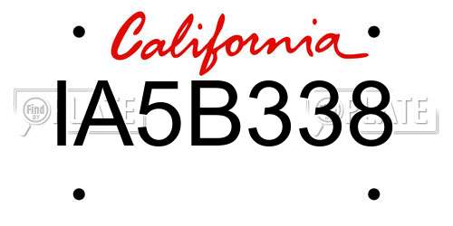 IA5B338 California License Plate