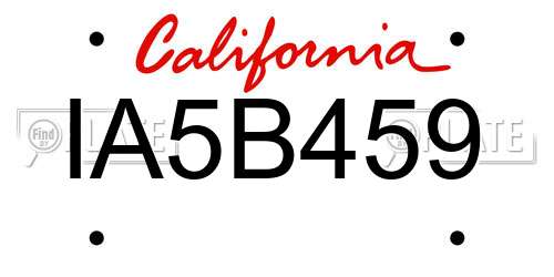 IA5B459 California License Plate