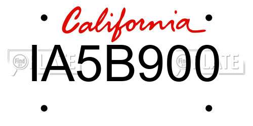 IA5B900 California License Plate