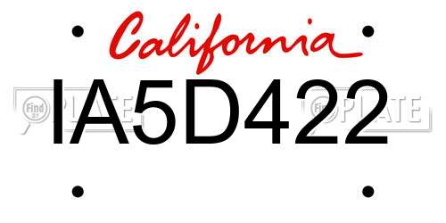 IA5D422 California License Plate